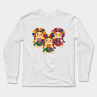 Mexican María Dolls. Mexican Otomi Dolls. Traditional Mexican Rag Dolls Long Sleeve T-Shirt